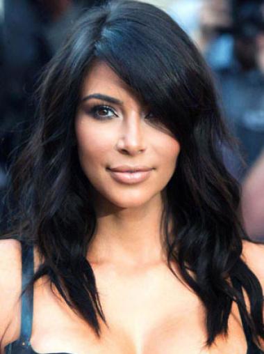 Long Grey Wig Human Hair Capless Without Bangs Remy Human Hair 16 Inches Stylish Kim Kardashian Human Hair Wig