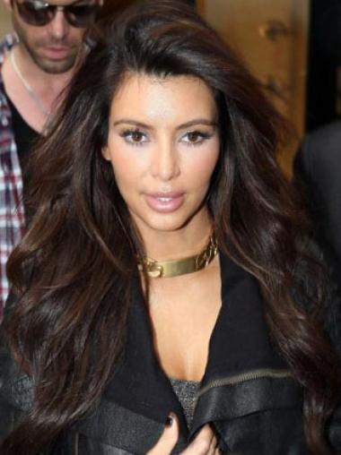 Long Blonde Wig Human Hair Lace Front Without Bangs Remy Human Hair 24 Inches Exquisite Kim Kardashian Style Wig
