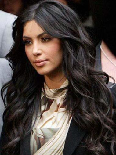 Long Layered Human Hair Wigs Lace Front Without Bangs Remy Human Hair 20 Inches No-Fuss Kim Kardashian Style Wigs