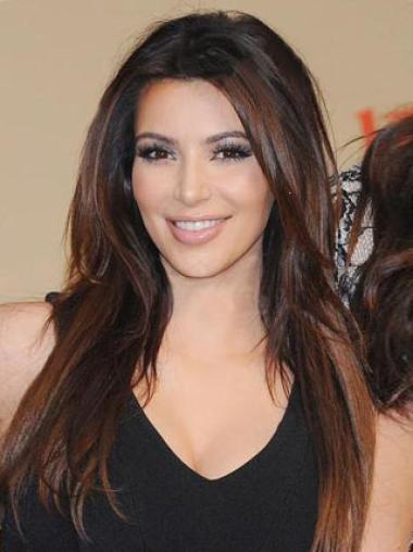 Long Hair Wigs Human Hair Without Bangs Long Gorgeous Kim Kardashian Full Lace Wig