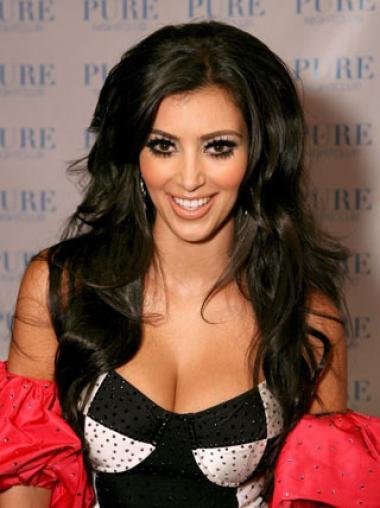 Long Wavy Wigs Lace Front Without Bangs 20 Inches Style Kim Kardashian Wiga
