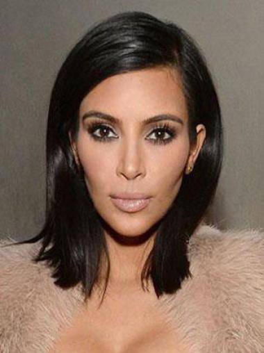 Human Hair Wigs Shoulder Length Without Bangs Shoulder Length Kim Kardashian Lace Front Wig