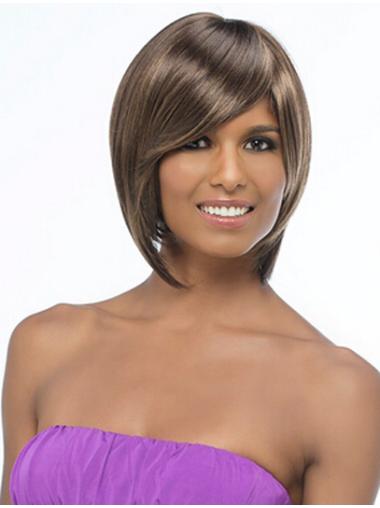 Salt And Pepper Bob Wig Modern Synthetic 12 Inches Chin Length Synthetic Wigs