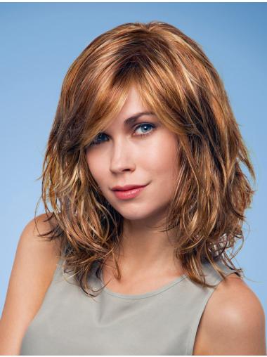 Shoulder Length Wavy Wigs Layered Wonderful Wavy Synthetic Monofilament Wigs