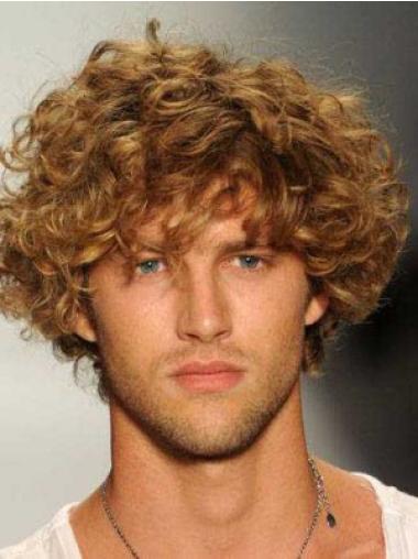 Short Blonde Human Hair Wigs 8 Inches Remy Human Hair Curly Layered Real Hair For Men Wigs