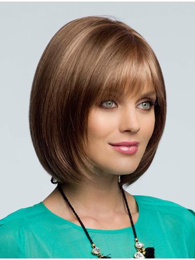 Wavy Bob Wig Sliver 10" Fashion Bobs Brown Synthetic Wigs With Color