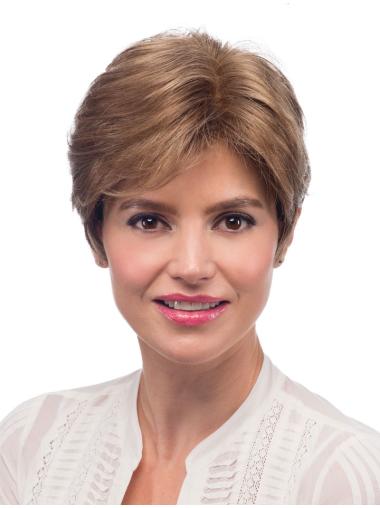Short Straight Wig Blonde Straight Short Soft Monofilament Wigs With Bangs