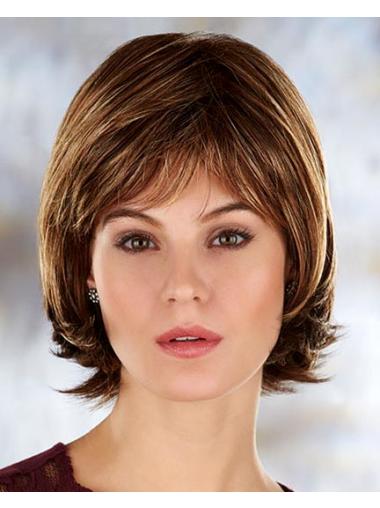 Straight Wigs With Bangs Chin Length Capless 10 Inches Discount Synthetic Wigs