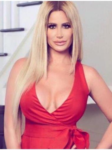 Long Hair Synthetic Wigs Blonde Straight 27 Inches High Quality Kim Zolciak New Hair Wig