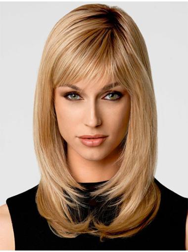 Synthetic Wavy Wig Shoulder Length Synthetic Top Blonde Wigs Medium