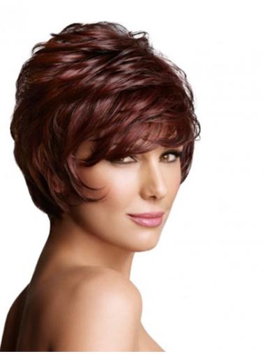 Short Wet And Wavy Wigs Wavy Layered Auburn Women'S Synthetic Hair Wigs