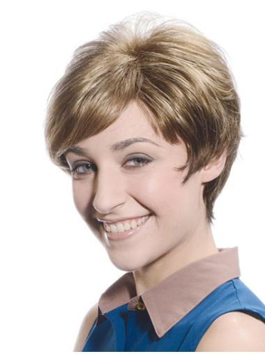 Short Straight Boycuts Wigs Lace Front Brown Gorgeous Short Synthetic Wigs For Sale