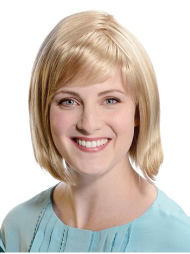 Straight Bob Wig Straight 11 Inches Capless Chin Length Style Blonde Bob Wigs