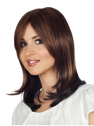 Shoulder Length Black Wigs Human Hair Shoulder Length 14" Top Real Human Light Brown Wigs