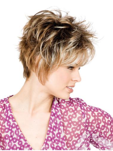 Short Straight Wigs With Bangs Monofilament Blonde With Bangs Gorgeous Synthetic Short Wigs
