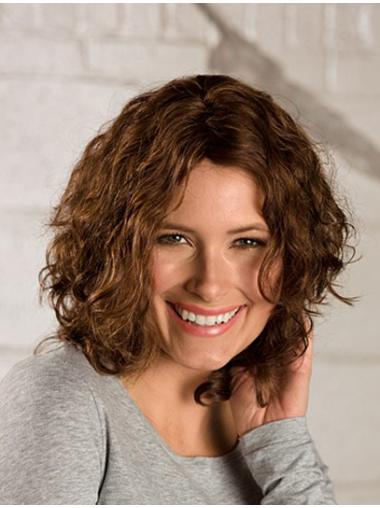 Curly Hair Synthetic Wigs Shoulder Length Synthetic Fashion Medium Brown Wig