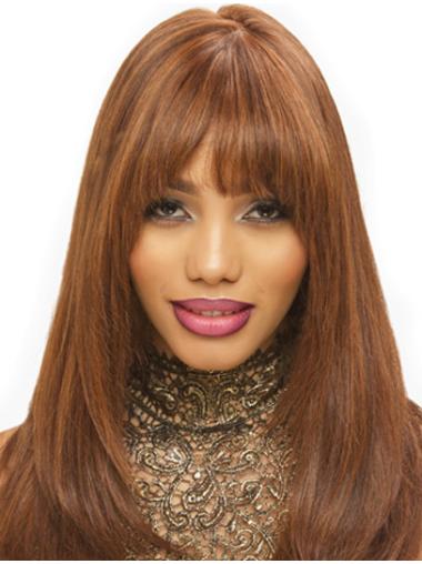 Long Straight Synthetic Wigs Brown With Bangs Synthetic Online Long Synthetic Lace Wigs