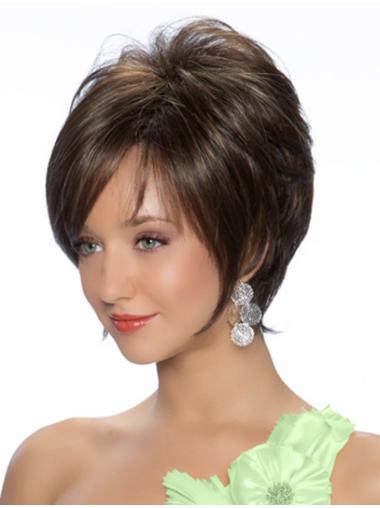 Synthetic Wigs That Look Real Chin Length Synthetic Stylish Medium Length Black Hair Wigs