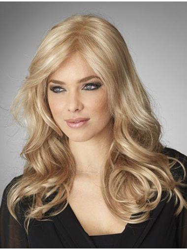Long Layered Human Hair Wigs Fashion Wavy Long Blonde Real Human Hair Wigs