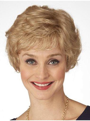 Short Wavy Wigs For Women Blonde Short Classic Womens Monofiliment Synthetic Wigs
