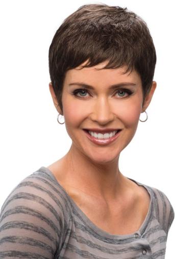 Synthetic Wig Good Brown Straight Cropped Convenient Monofilament Wigs On Web