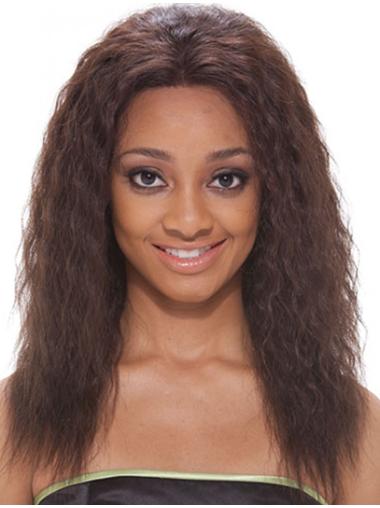 Human Hair Shoulder Length Wigs Brown Wavy Shoulder Length 16" Affordable Real Hair Wigs For African American