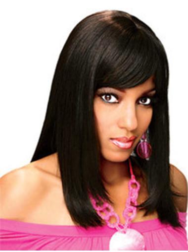 Human Hair Shoulder Length Wigs Straight Shoulder Length 14" No-Fuss Full Wigs That Look Real