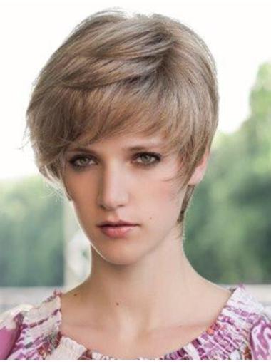 Short Straight Boycuts Wigs Straight Synthetic Convenient Monofilament Wigs For Sale