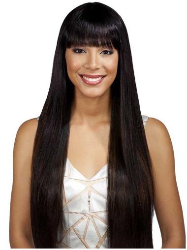 Long With Bangs Wigs Comfortable Synthetic 26 Inches Long Synthetic Wigs
