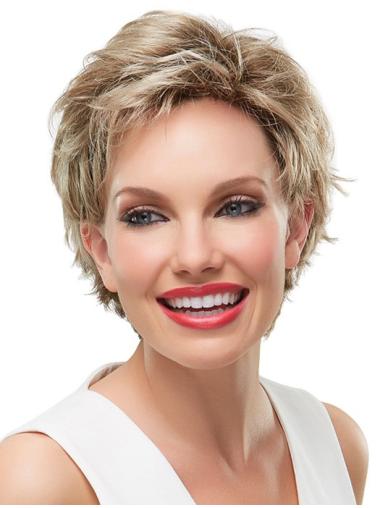 Short Wavy Hair Wigs Layered Wavy Style Synthetic Monofilament Wigs Short