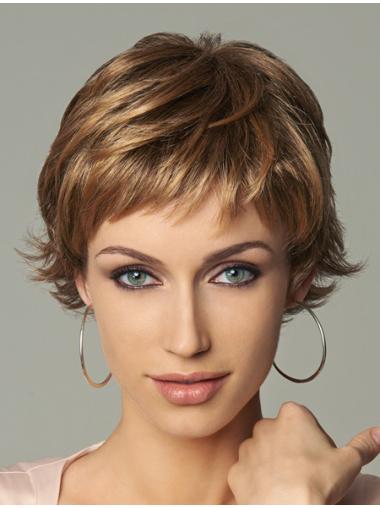 Short Wavy Wigs Blonde Synthetic 8 Inches Monofilament Short Wigs For Women