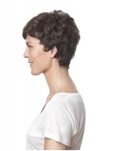 Short Curly Wigs Brown Layered Curly Synthetic Top Short Hair Lace Wigs