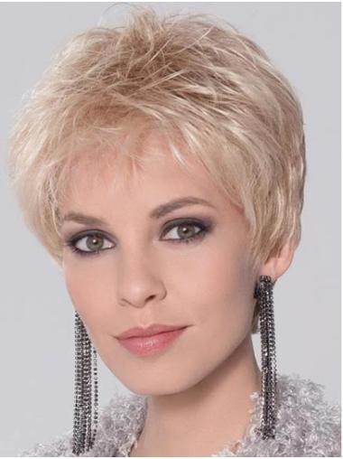 Cropped Boycuts Wigs 4" Cropped Blonde Synthetic Boycuts Monofilament Wigs For Women