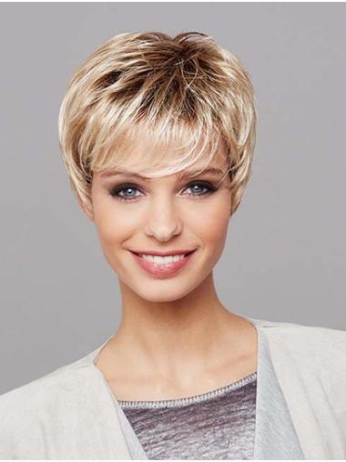 Short Hair Layered Wig Short Straight 8" Platinum Blonde Layered Synthetic Wigs