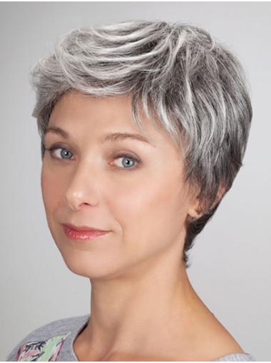 Cropped Wigs Milady Straight Grey Monofilament 6" Cropped Ladies Wigs