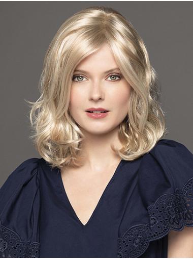 Curly Shoulder Length Wigs Platinum Blonde Shoulder Length Curly 14" Without Bangs The Best Monofilament Wigs