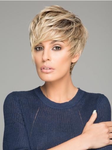 Straight Short Boycuts Wigs 4 Inches Straight Blonde Monofilament Synthetic Wigs