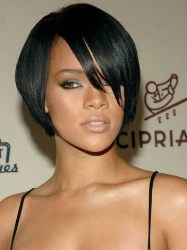 Short Cut Wigs Human Hair Wigs Black With Bangs Straight Best Rihanna Wigs Human Hair
