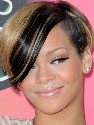 Short Cut Wigs Human Hair Ombre/2 Tone Straight Rihanna Human Hair Wigs