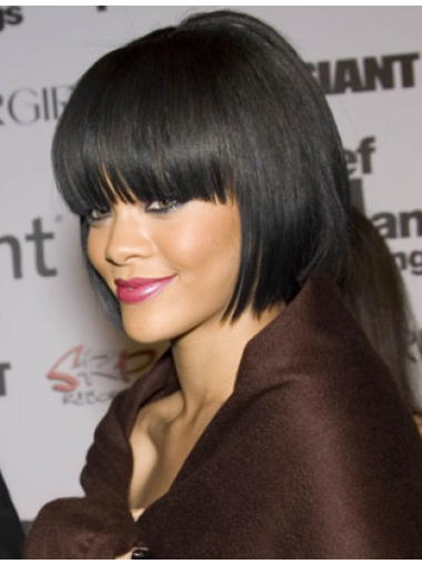 Luvme Human Hair Short Wigs Black Straight Remy Human Hair Suitable Rihanna Inspired Short Wig