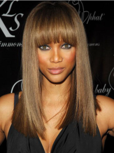 Long Blonde Wigs Human Hair Straight With Bangs Lace Front Black Woman Wigs Human Hair