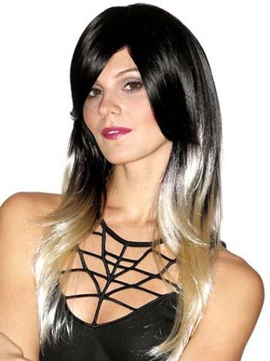 Long Straight Wigs Ombre/2 Tone Straight 20 Inches Incredible Lace Wig With Bangs