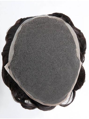 Human Hair With Poly Coated Sides And Back Toupee For Men