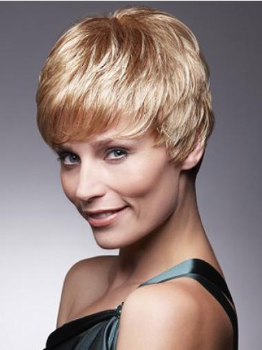 Human Hair Short Curly Wigs Blonde Boycuts Cropped Style 4" Affordable Human Hair Wigs