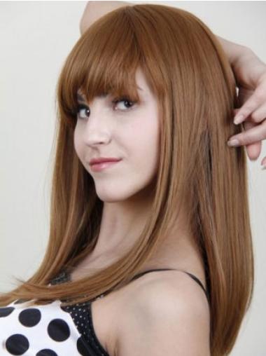 Long Blonde Wig Human Hair Auburn With Bangs Long Capless Long 100% Human Hair Wigs