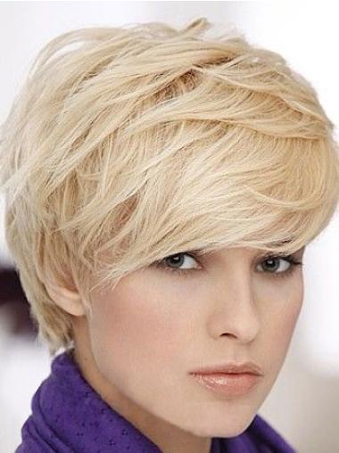 Short Human Hair Wigs With Bangs Capless Boycuts Sassy Cancer Patient Human Hair Wigs