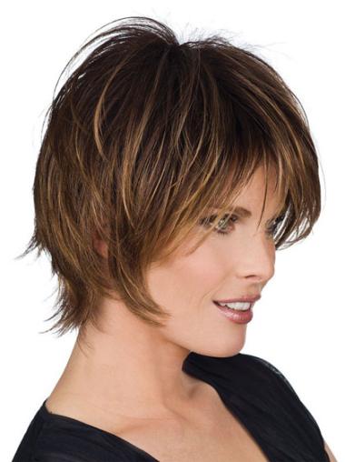 Short Curly Human Hair Wigs Capless Layered Gorgeous Human Hair For Cancer Patients