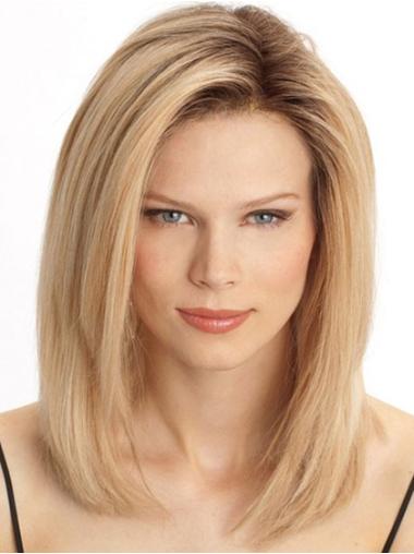 Human Hair Shoulder Length Wigs Best Human Hair Wig Straight Blonde Without Bangs