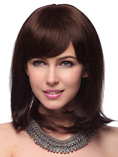 Shoulder Length Black Wigs Human Hair Auburn Straight Shoulder Length 12" Hairstyles Human Hair Capless Wigs