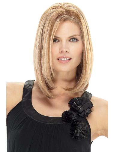 Human Hair Wigs Shoulder Length Shoulder Length Designed Straight Without Bangs Human Lace Front Wigs Blonde